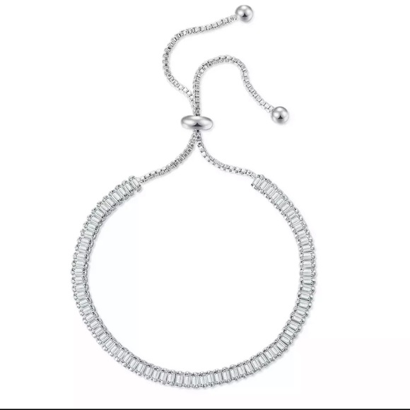 Rose gold bracelet silver cubic zirconia adjustable jewelry womens - Picture 2 of 6